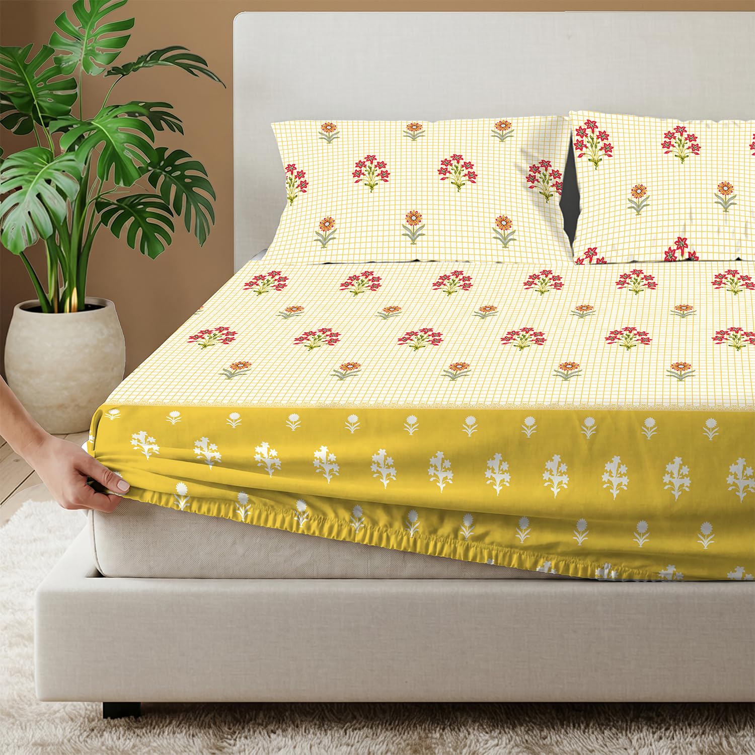 Urban Space Divine King Bedsheet - 100% Cotton -32 Urban Space Divine King Bedsheet - 100% Cotton -32