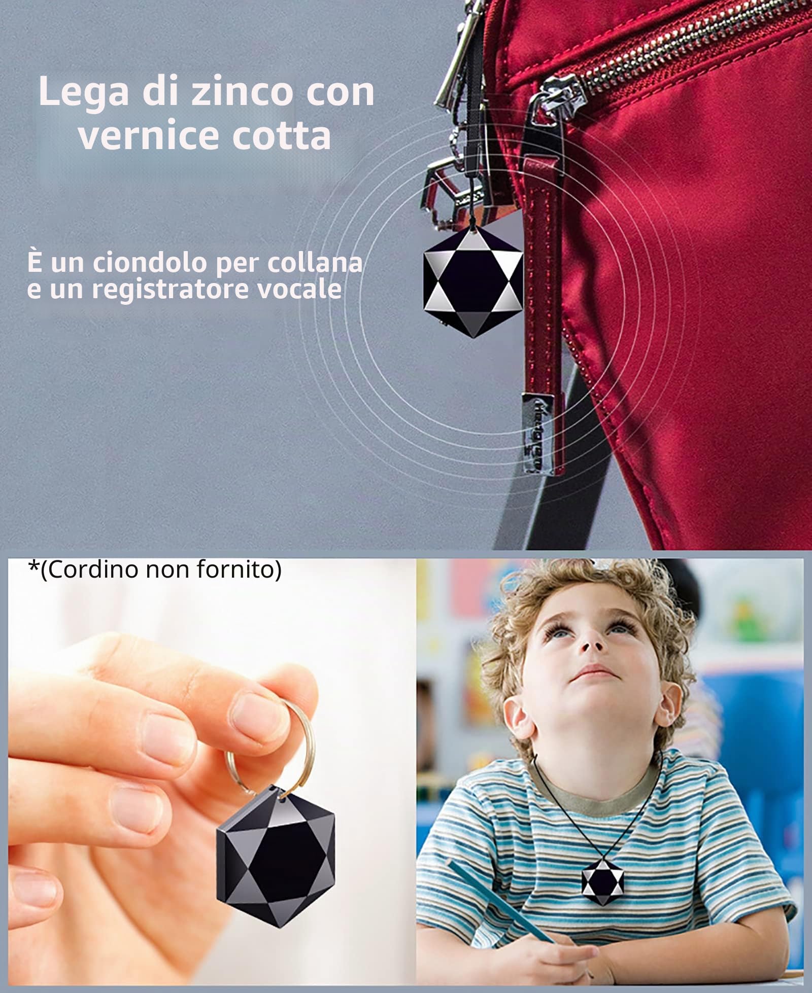 WANGCL Mini registratore vocale a Forma di Ciondolo Registratore vocale Audio Digitale Professionale attivato 60 Ore in Standby Chiavetta USB con cancellazione del Rumore (8 GB)
