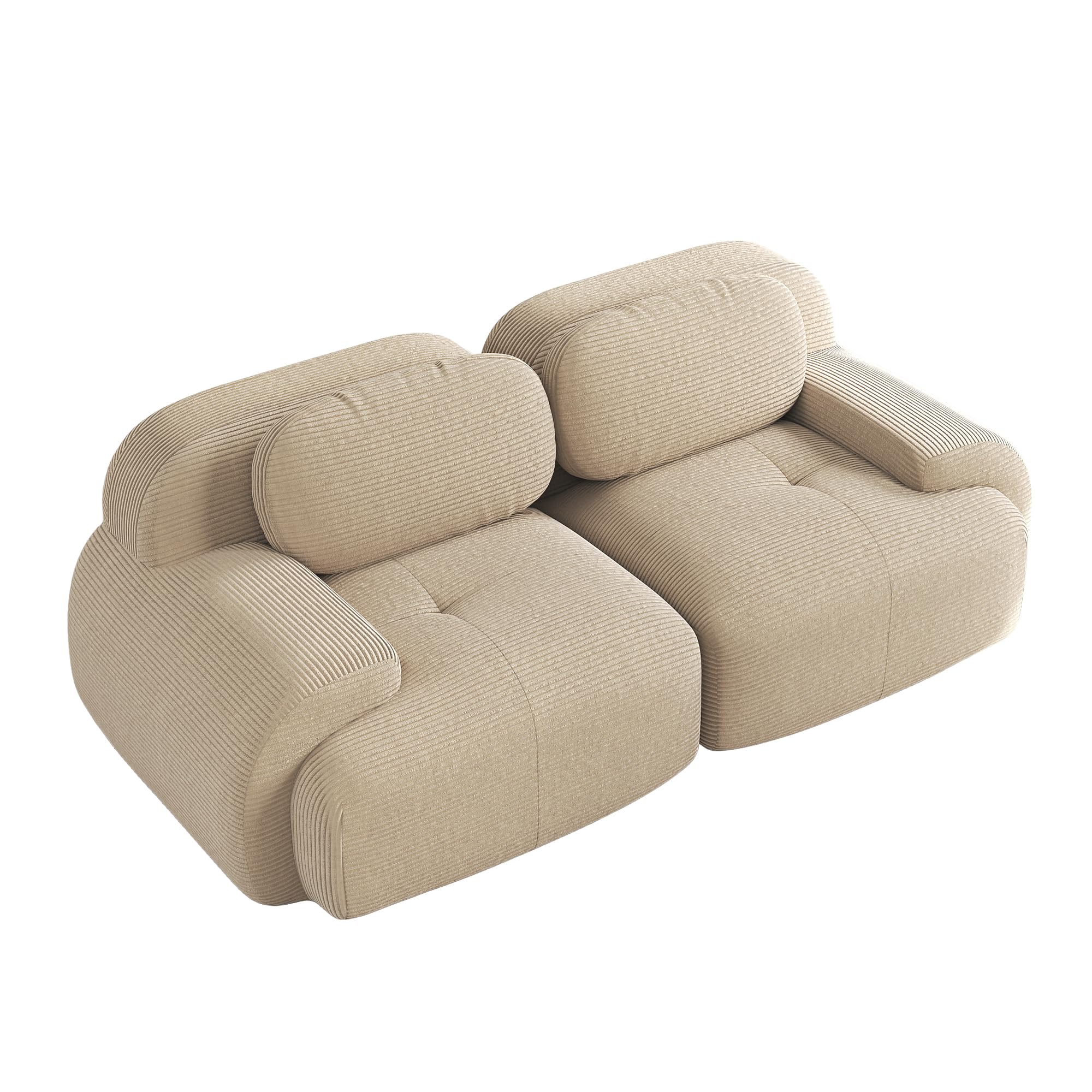 Sofá modular de pana color beige, sin montaje, para sala de estar o cine en casa