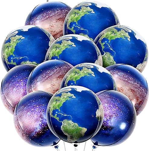 Globos grandes de globo de 22 pulgadas, paquete de 6, decoraciones de fiesta temática de viaje, globos de esfera de tierra de 360 grados, globos de