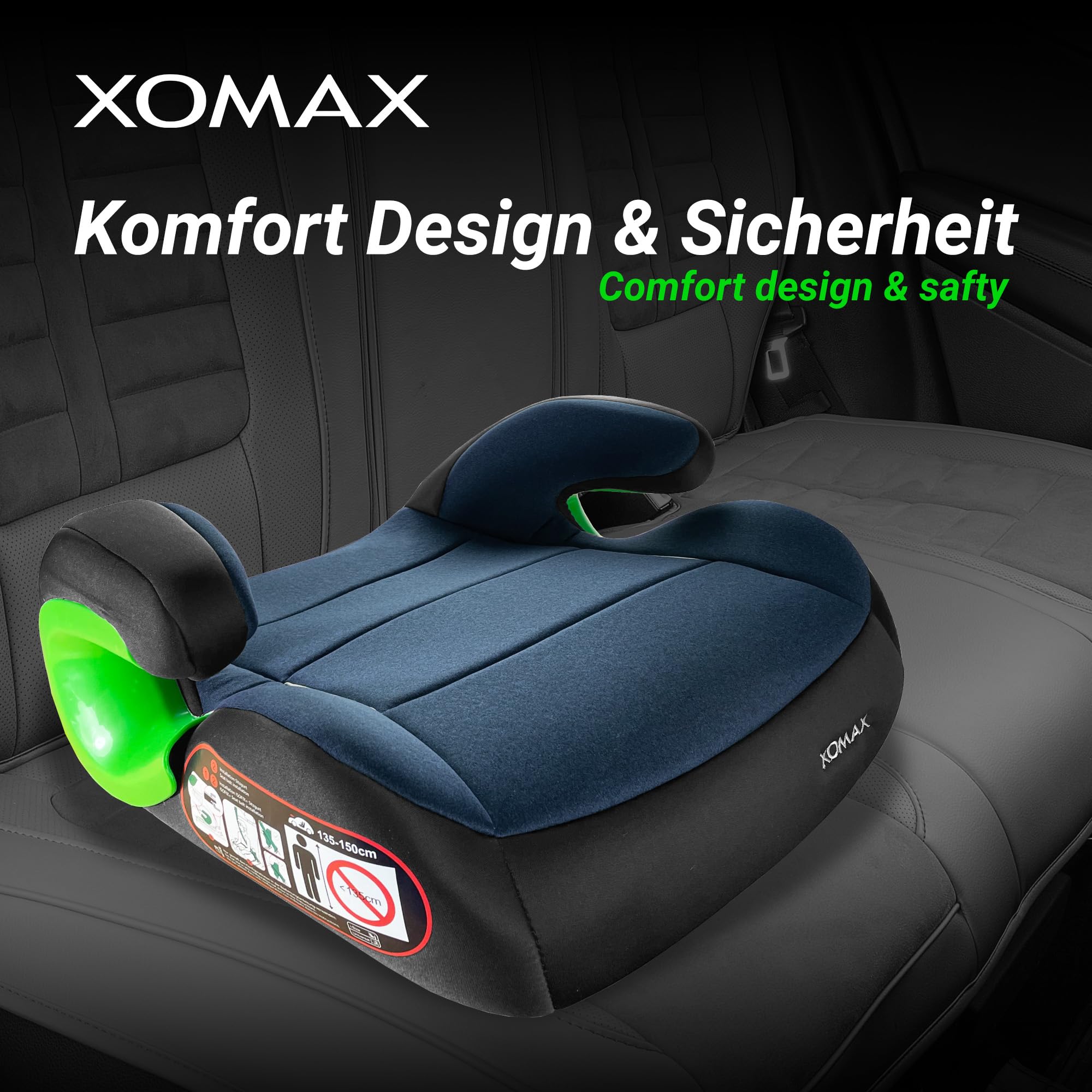 XOMAX KBH310 Rehausseur de siège pour enfant avec ISOFIX I évolutif I 15-36 kg, 3-12 ans, groupe 2/3 I ECE 8