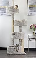 New Cat Condos Multi-Level Cat Tower - 4 Spacious Perches, Sturdy Wood Base, USA Handcrafted for Large & Multi-Cat Homes