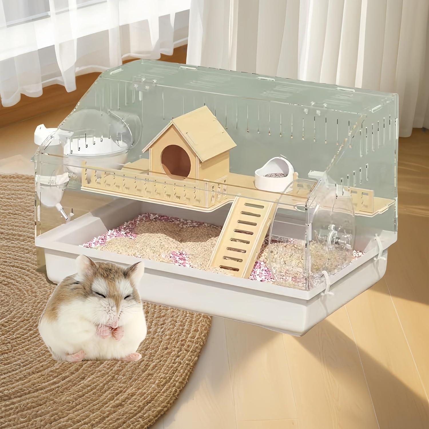 Hamster HouseLogs to Gnawing Pet CageHamster Cages and HabitatsHamster Home Small Animal CageRuning WheelStarter Kit Habitat forPet Gerbils, Starter Kit Habitat forPet Gerbils,(Log Snowflake House)
