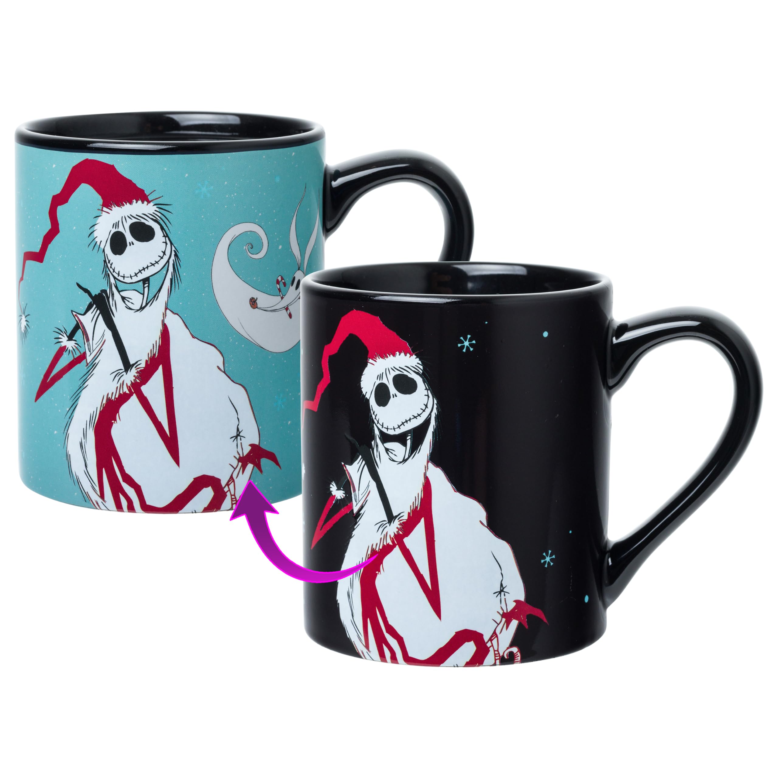 Silver Buffalo Nightmare Before Xmas - Taza de cerámica de 396.9 g con mensaje Ghostly Greetings Scary and Bright Heat Reveal