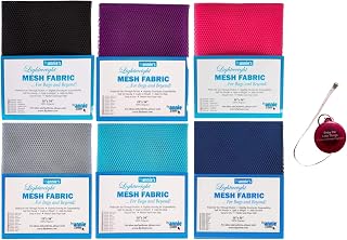 ByAnnie's Mesh Fabric Lightweight Galaxy Bundle-Lipstick, Parrot Blue, Pewter, Tahiti, Black and Blast Off Blue 18" x 54" with Tape Measure Bundle of 7 Items Galaxy