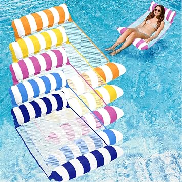 Pool Floats Adult - Upgraded Inflatable Mesh Floating Rafts, 4-in-1 Multi-Purpose Pool Float, Water Hammock Lounges Floaties for Parties Multi Colors