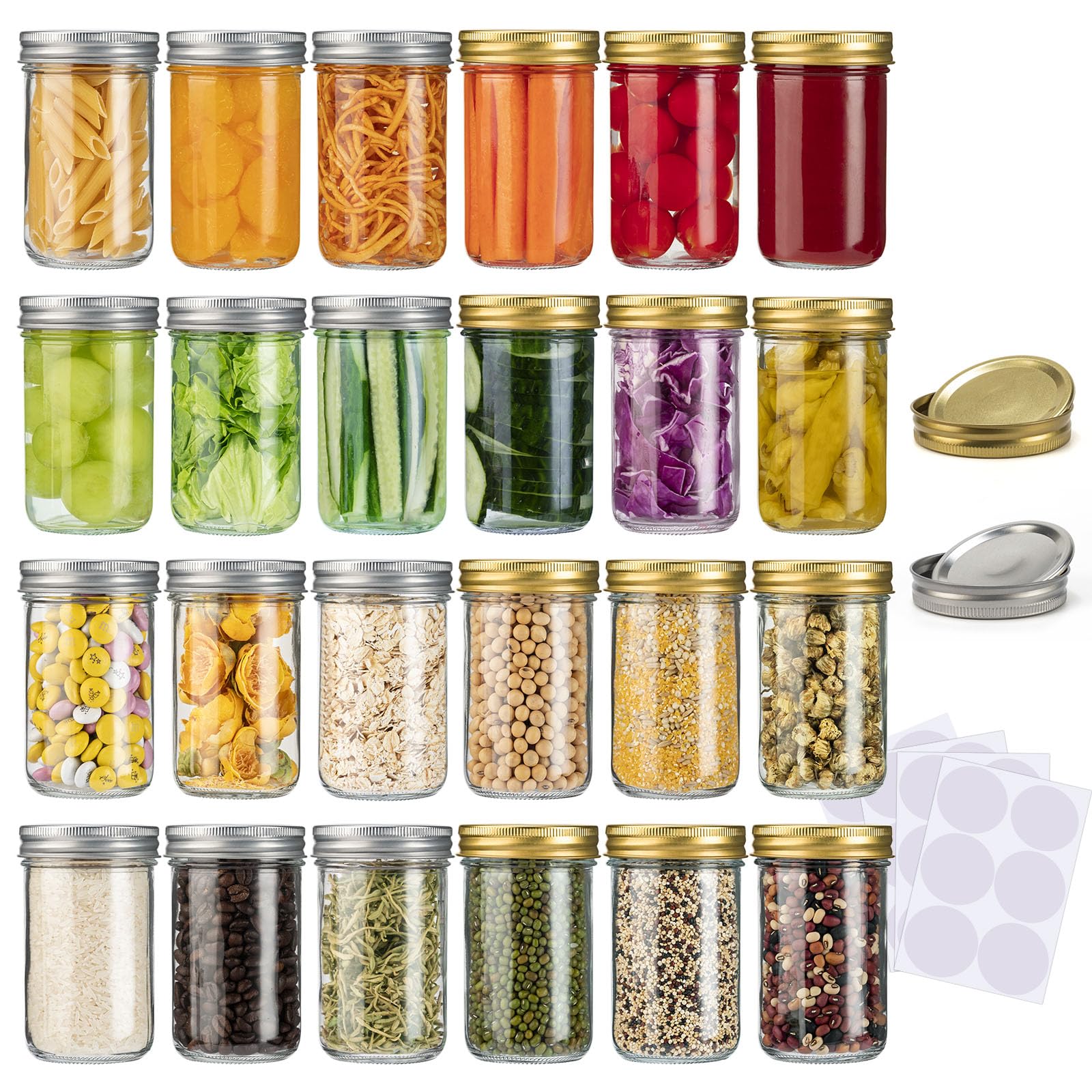 SPANLA Mason Jars 8 oz, 24 Pack Canning jars 8 oz Jelly Jars With Regular Lids and Bands, Half Pint Glass Jars Ideal for Jam, Honey, Wedding Favors, Shower Favors, Baby Foods
