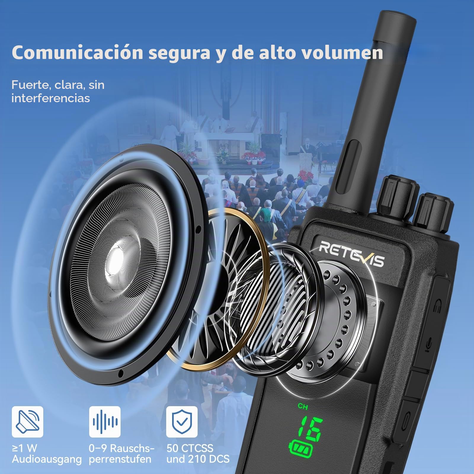 Retevis RT21H Walkie-Talkie para Adultos, sin Licencia, con Pantalla Oculta, IP54, Carga Tipo C, Alarma de Emergencia VOX, Radio Bidireccional para Senderismo, Camping y Escuela (2 Unidades, Negro)