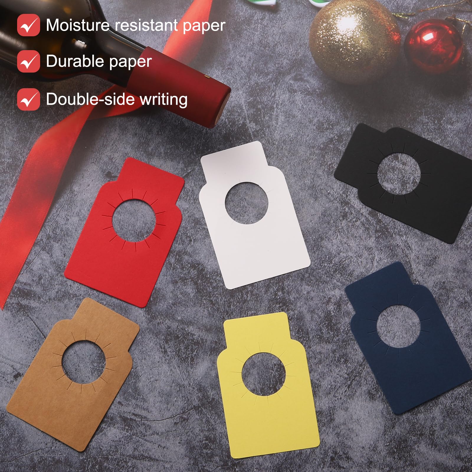 QUARKZMAN 200Pz Etichette Bottiglia Vino, Etichette Appese al Collo Bottiglia per Conservazione Cantina, Etichette Appese per Nome, Anno, Note di Degustazione (2.2x3.5, Nero)