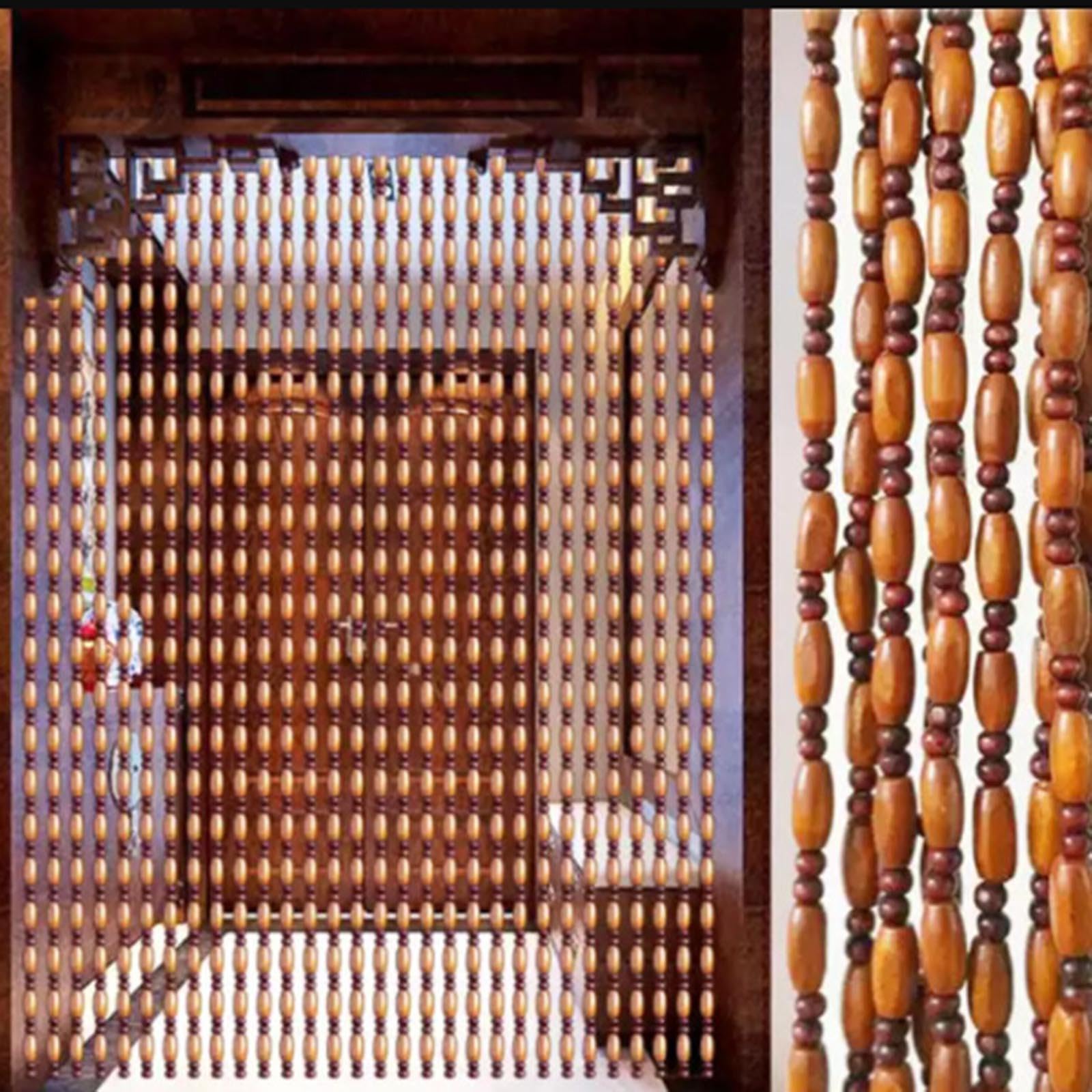 Rideaux de perles en bois pour séparation de pièce et porte 60 à 100 cm