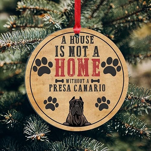 Miniatura 4 de Adorno de Navidad acrílico "A House is Not A Home Without A Presa Canario" - Recuerdo redondo para perro y mamá, regalo de 3 pulgadas, adorno de