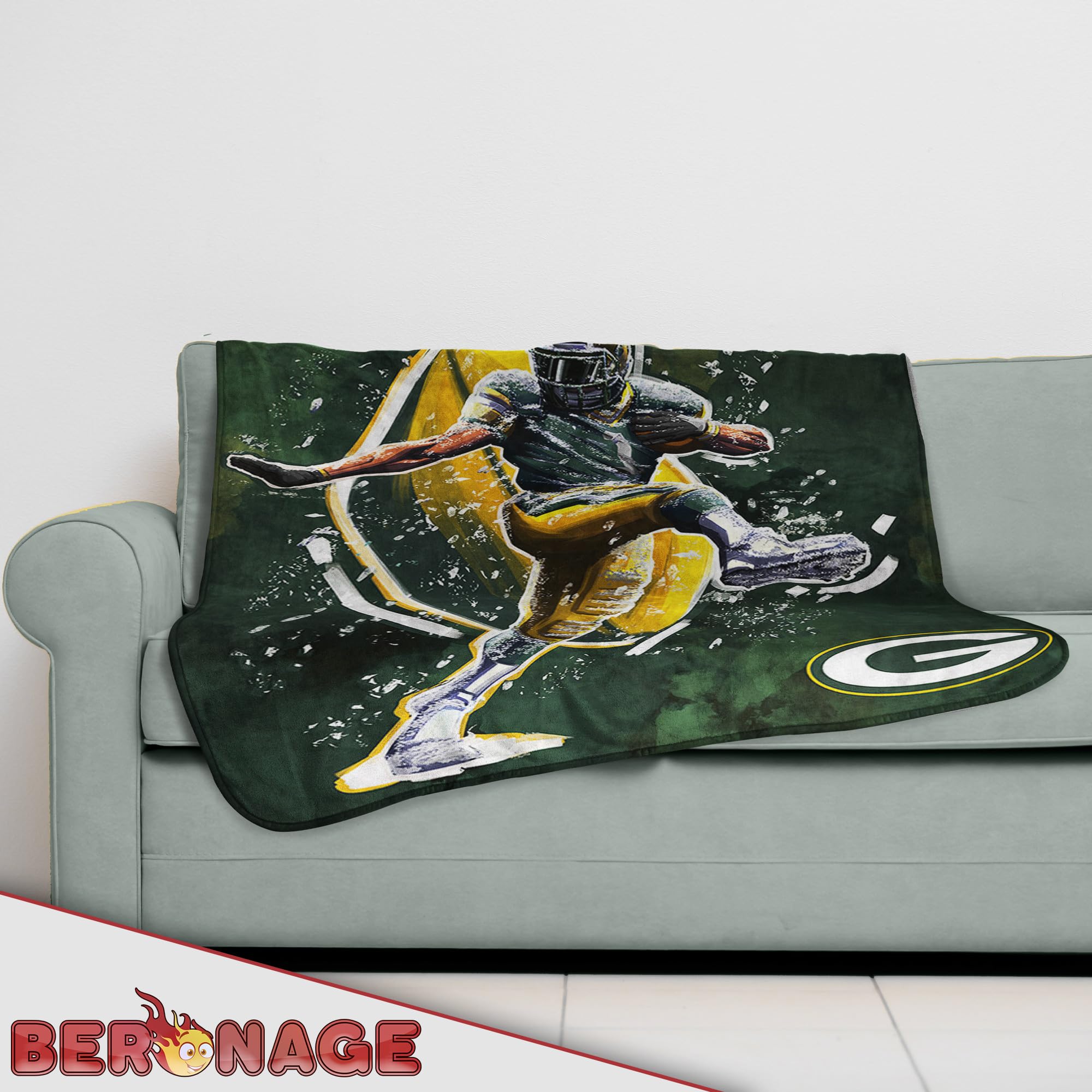 BERONAGE NFL Green Bay Packers - Coperta 150 x 200 cm, 100% poliestere, morbida e soffice, ideale come regalo