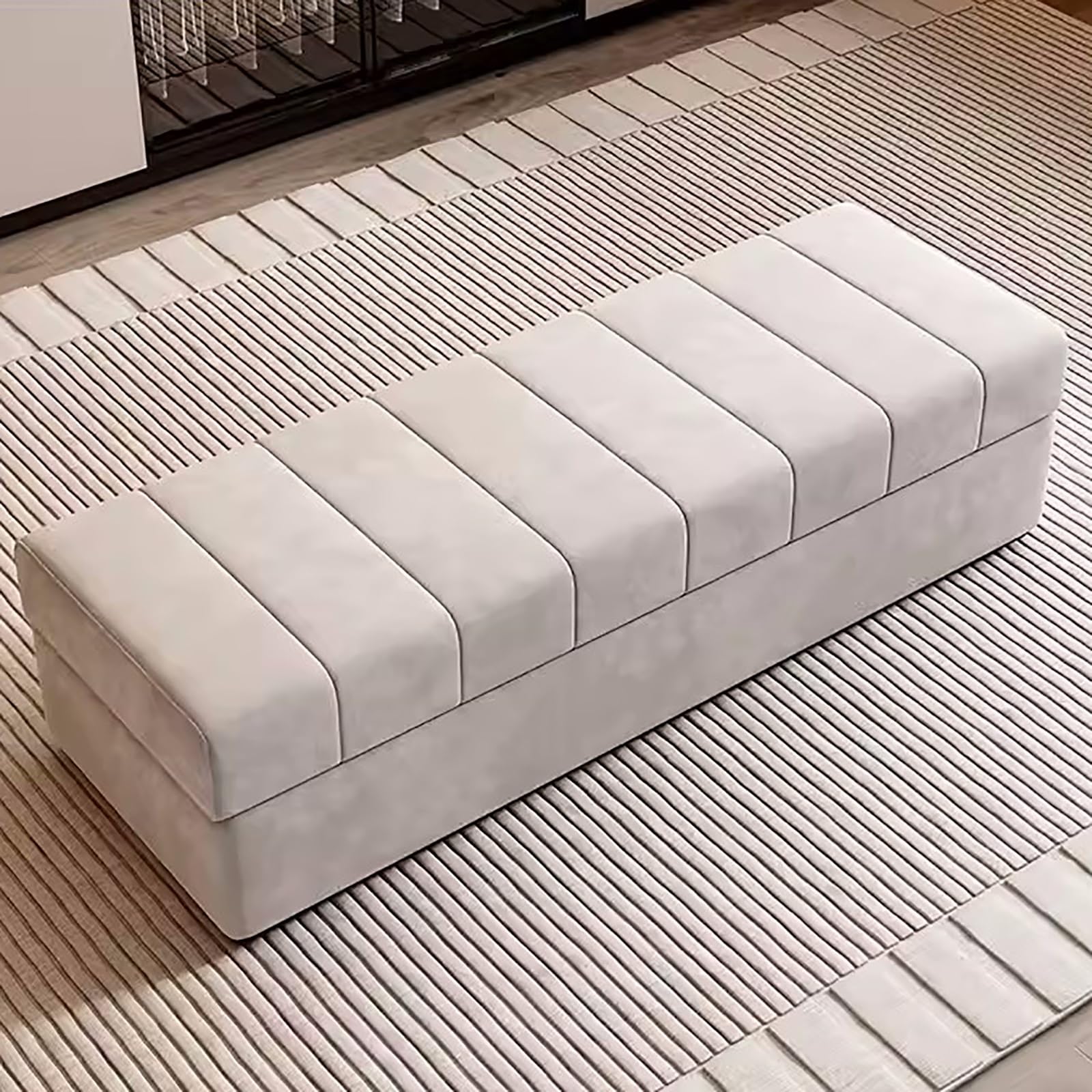 Banc de rangement haut de gamme au design élégant pour canapé