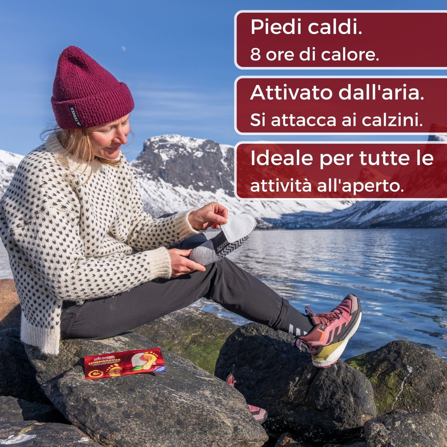 THERMOPAD scaldapiedi adesivi - 20 paia - piedi caldi per 9 ore - attivati a contatto con l'aria - cuscinetto termico - solette termichi per il sport all'aperto