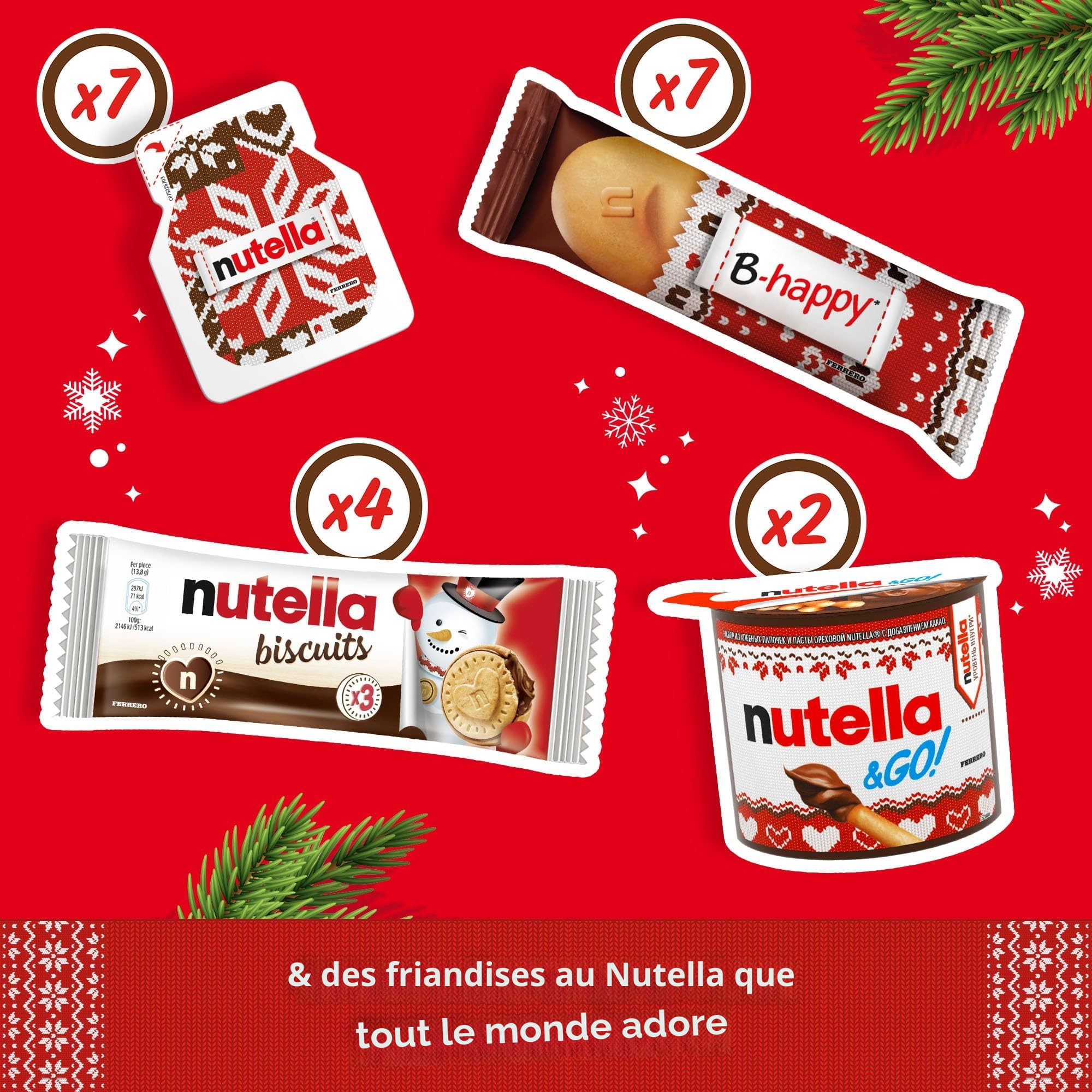 Nutella Calendrier de l'Avent, rempli de produits Ferrero Nutella, 528 g, pour Noël