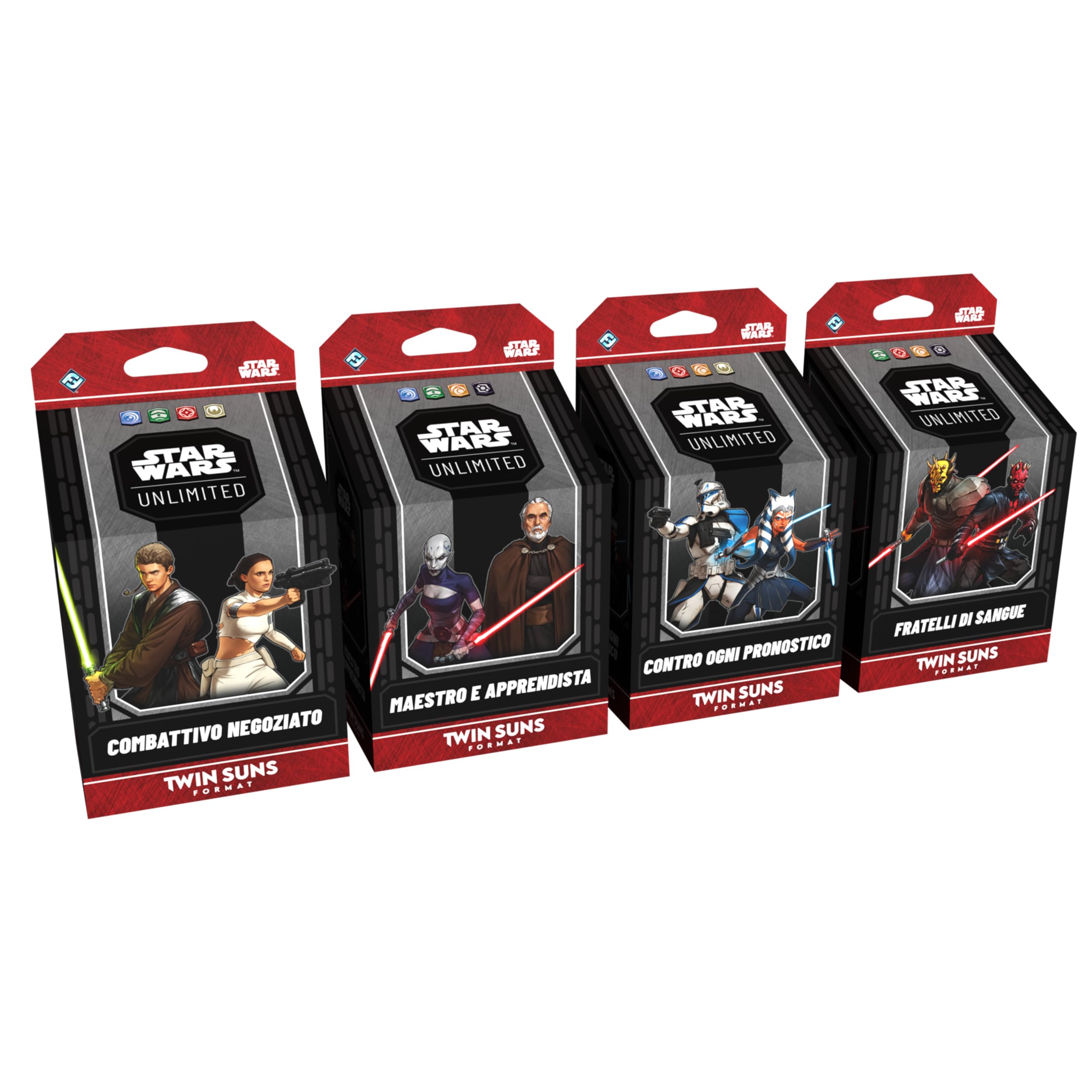 Asmodee – SWU TCG: TWIN SUNS DECK DISPLAY – Guerre dei Cloni
