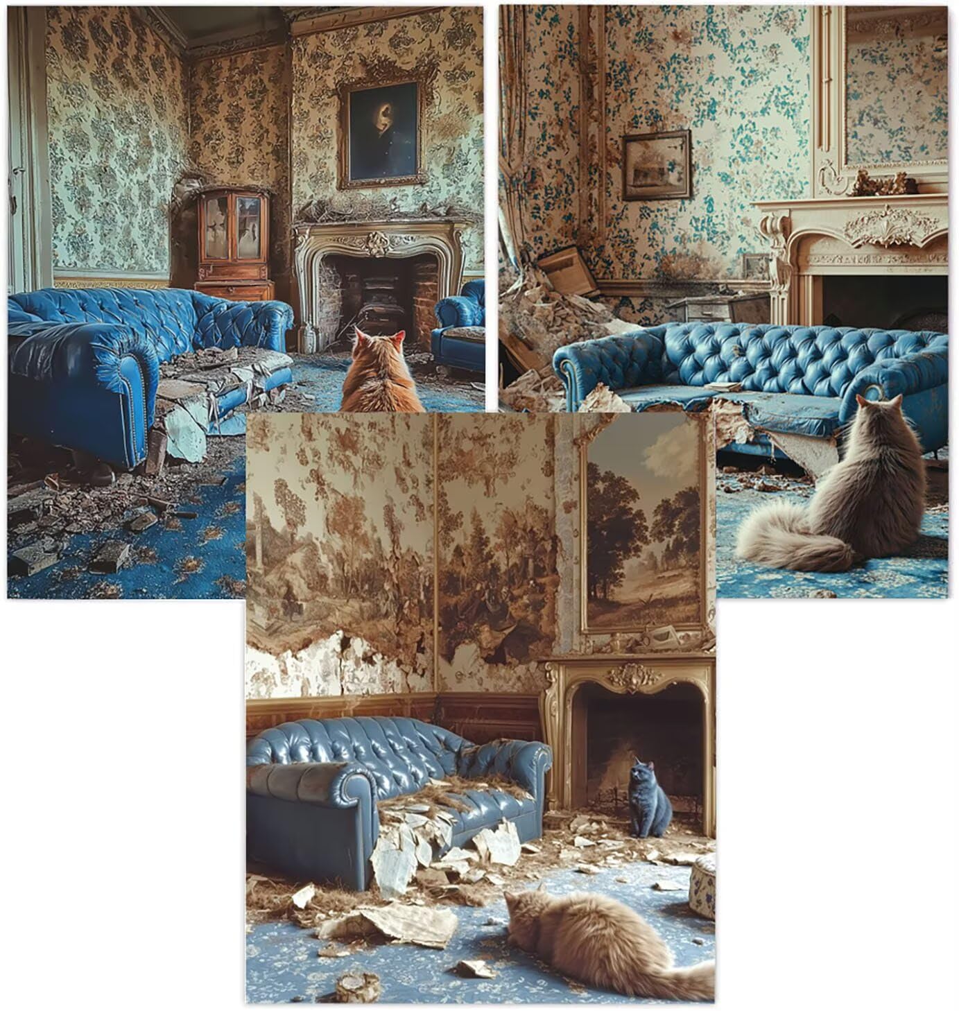 Generico Cnyaunfi 3 sztuki kot diamentowe malowanie zrób to sam, 5D zielony diamentowy obraz kompletny zestaw dla dorosłych kreatywnych hobby, do dekoracji ścian domu 70 x 90 cm YF-3086