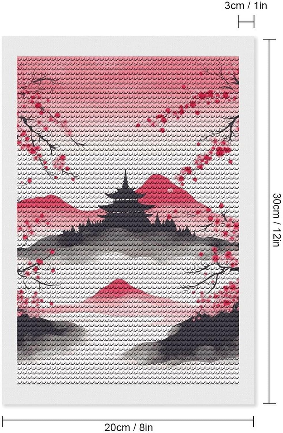 QWNMD Mount Fuji with CherryDiamond Painting Kit Canvas Set Resin Art DIY Round Beads Wall Decor for Home Room 8×12In /12×16In / 16×20In image 2