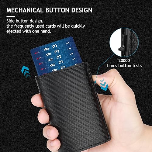 Miniatura 3 de Mens AirTag Wallet with Money ClipLeather Credit Card Holder with Detachable Airtag Holder Rfid Minimalist Wallet Pop Up Wallet with Gift BoxBlack