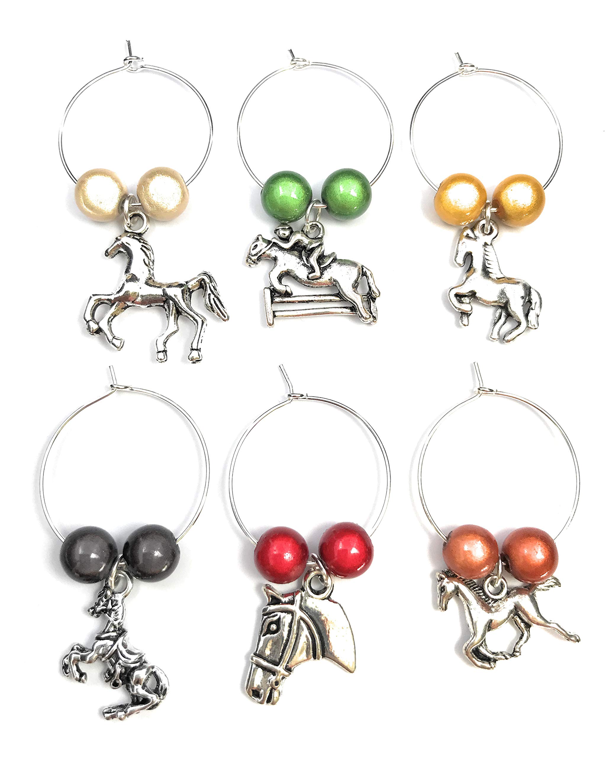 Lot De 6 Verre à Vin Fait Main "fleurs Charms Par Libby De