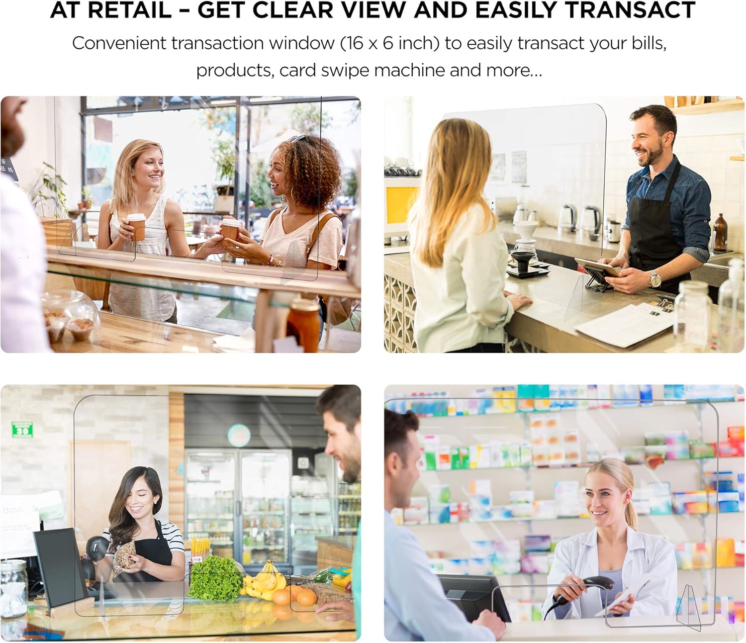 flybold Sneeze Guard for Desk Plexiglass Sheet - Barrier for Counter Acrylic Desk Divider - 92% Transparency Anti Fade Plastic Protective Shields for Office Furniture Partitions 48 X 32