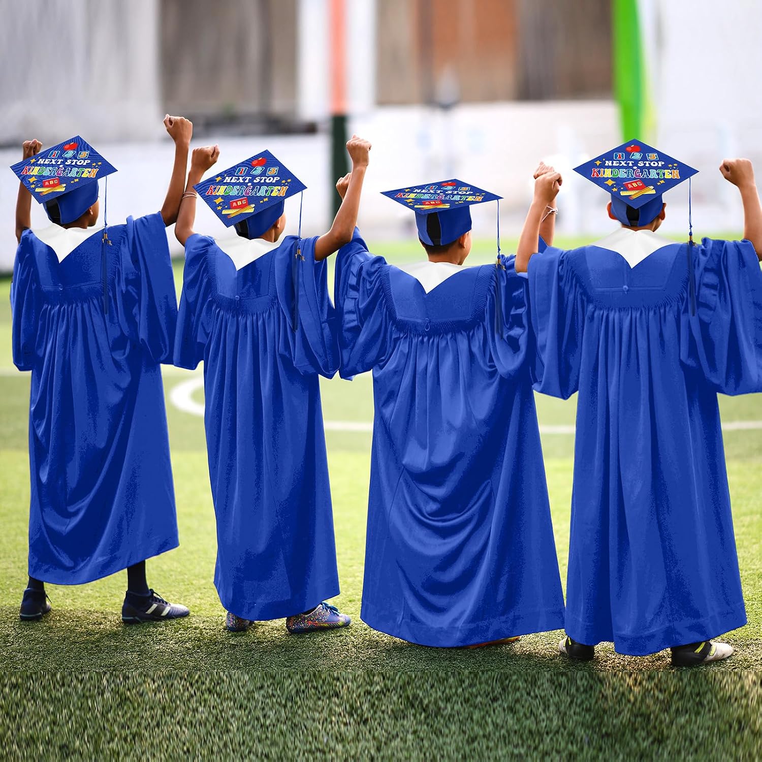 Bokon 4 Pcs 2026 Kindergarten Preschool Graduation Cap and Gown with Tassel Graduation Stole and Certificate for Toddler Kids