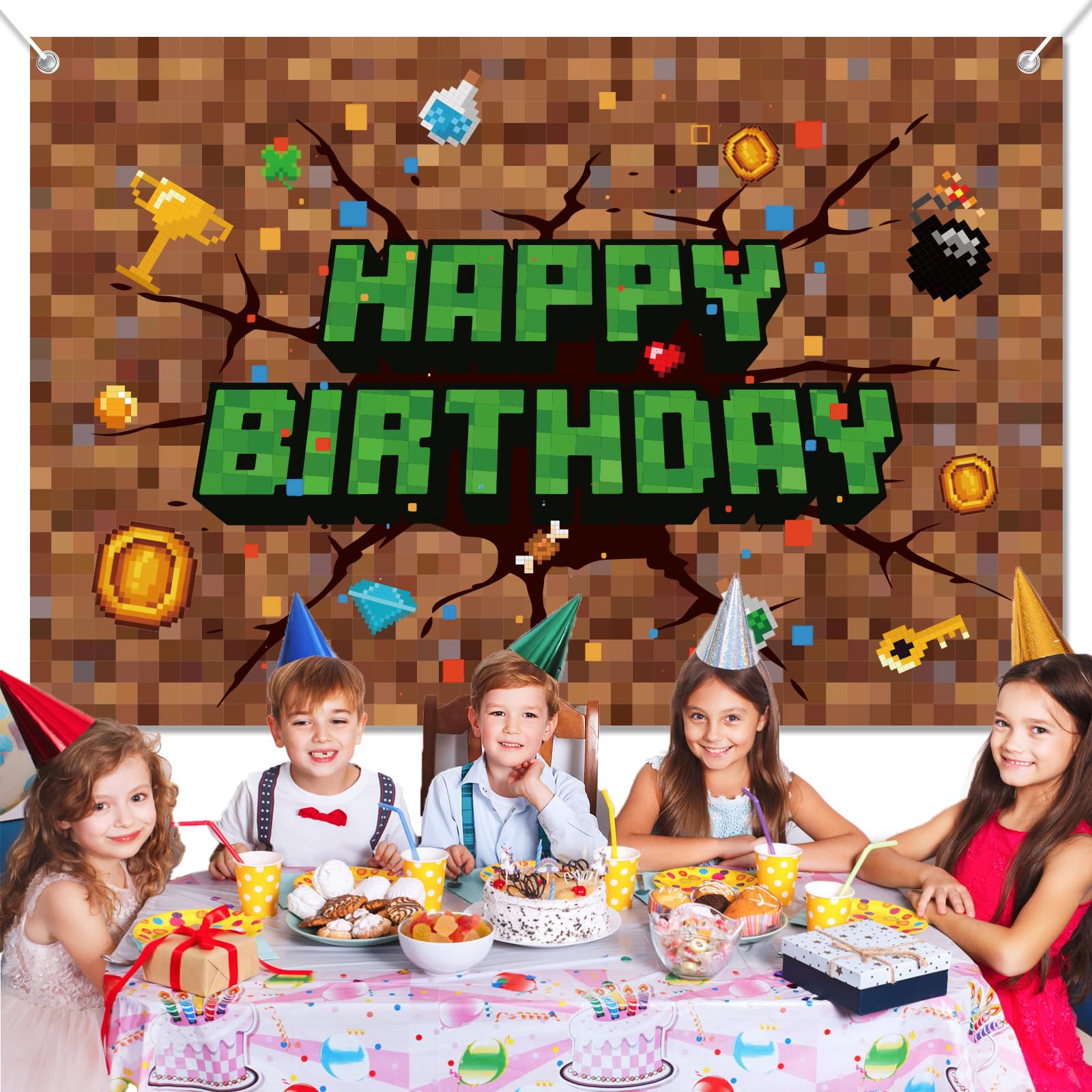 Bovlleetd 100cm Joyeux Anniversaire Toile De Fond Ronde Dessin Animé Doodle Gâteau Avec Bougie Cercle Toiles De Fond Ballons Bannière Fond De Tir Noir Pour Décoration De Fête D'anniversaire