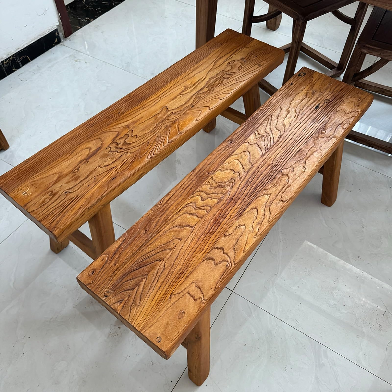 Sitzbank Holz, Gartenbank im Freien, Ärmelloses Design, Einfach zu Montieren, for Wohnzimmer, Haustür, Schlafzimmer(50cm)