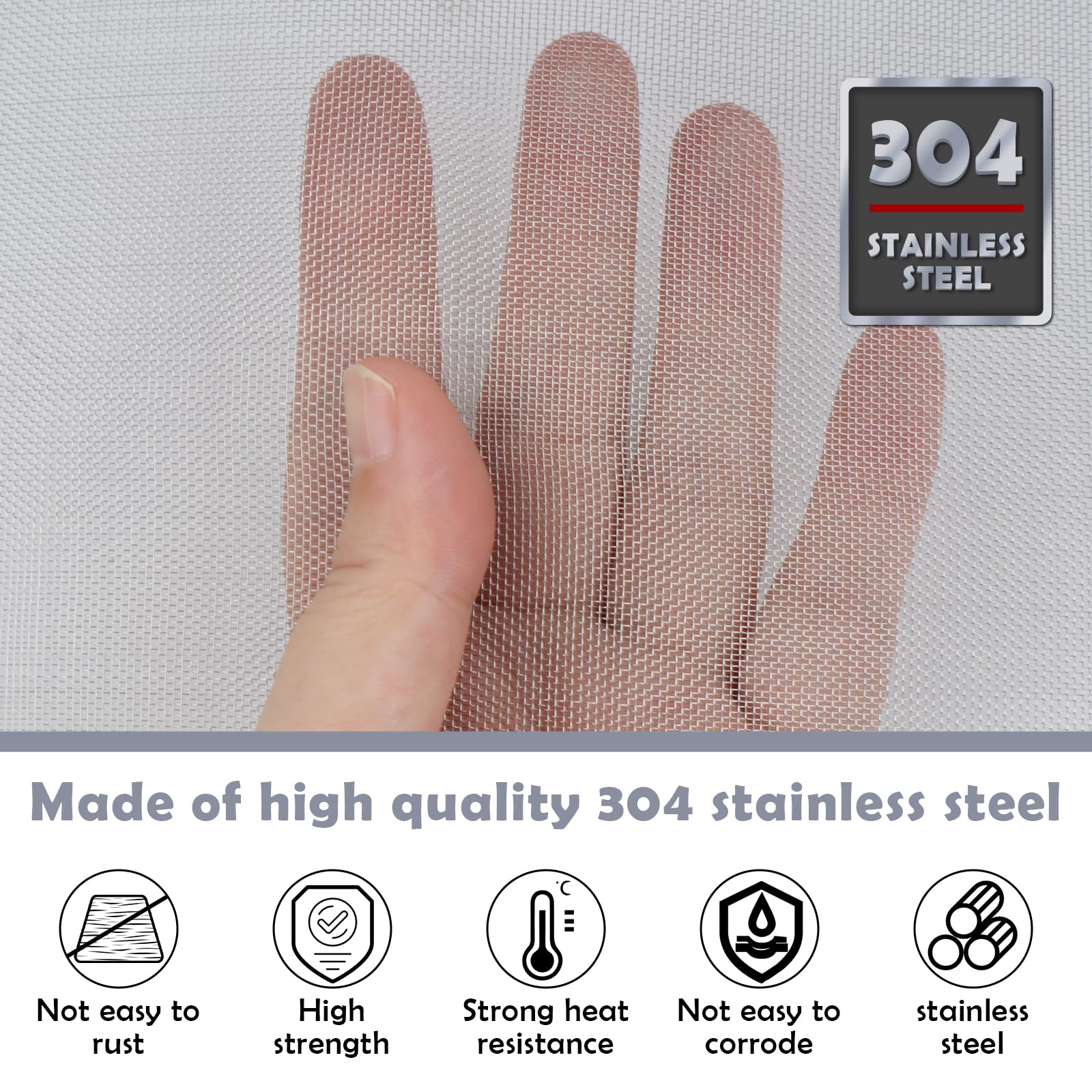 Grillage Inox 40 Mesh 30x200cm - Grille Anti Rongeur Et Insectes - Pour Bouche Aération, Cuisine, Jardin - Avec Gants Antidérapants - 7