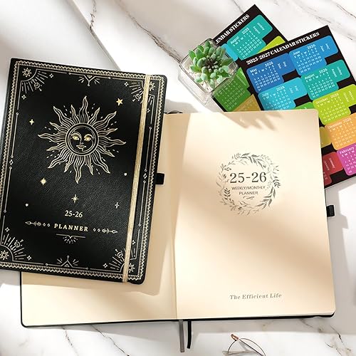 Miniatura 8 de Agenda 2025-2026  Agenda semanal mensual grande 2025-2026, 8.5 x 11 pulgadas, julio 2025 a junio 2026, cubierta de cuero con papel grueso, bolsillo