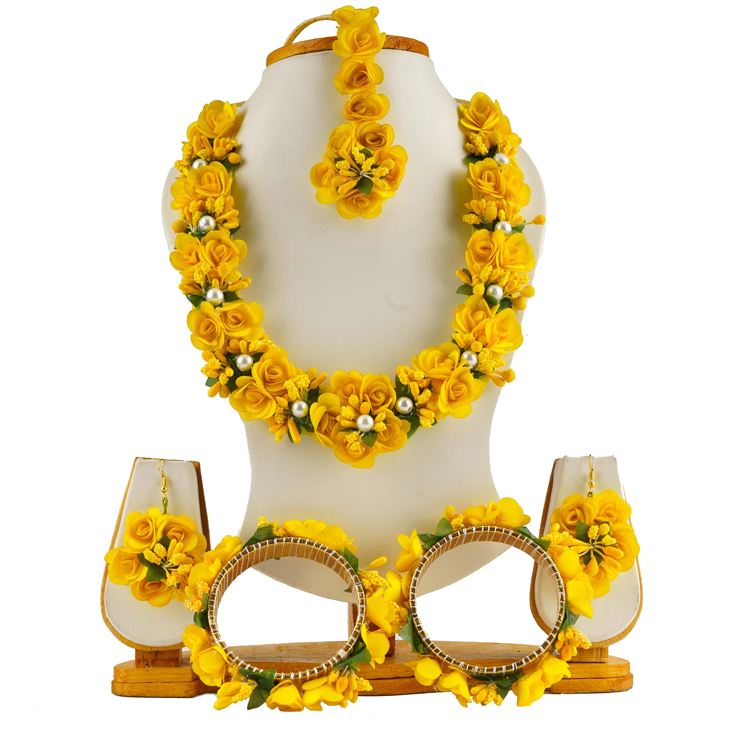 BengCraft Floral Jewellery Set for Bride, Artificial Flower Jewellery for Haldi Mehndi mehandi, Godh Bharai jewelry for Mom, Women Yellow Bridal Jewellery Set (B0C28FYW3X) Amazon Price History, Amazon Price Tracker