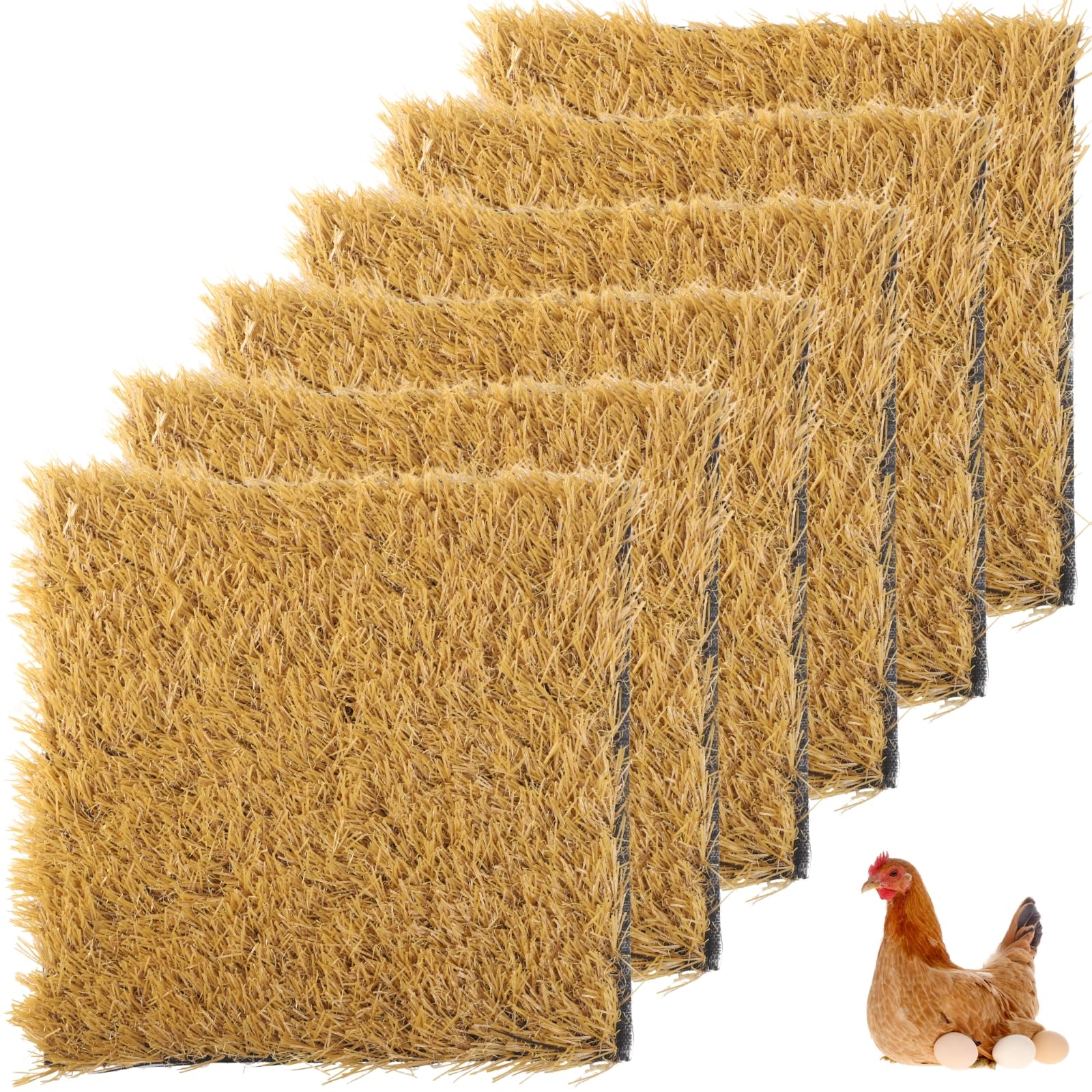 6 szt. mat do gniazda dla kur, 30 x 30 cm, maty ze sztucznej trawy, nadające się do prania, jako ściółka do kurników, do wewnątrz i na zewnątrz, również do wybiegów i dekoracji podłóg