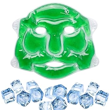 Aqua Ice Cooling Gel Eye & Face Mask | Reusable Hot & Cold Therapy for Puffy Eyes, Dark Circles & Migraine Relief | Aloe Vera Gel Mask with Adjustable Strap for Men & Women (Aloe Vera Coolling Gel Face Mask, Pack of 1)