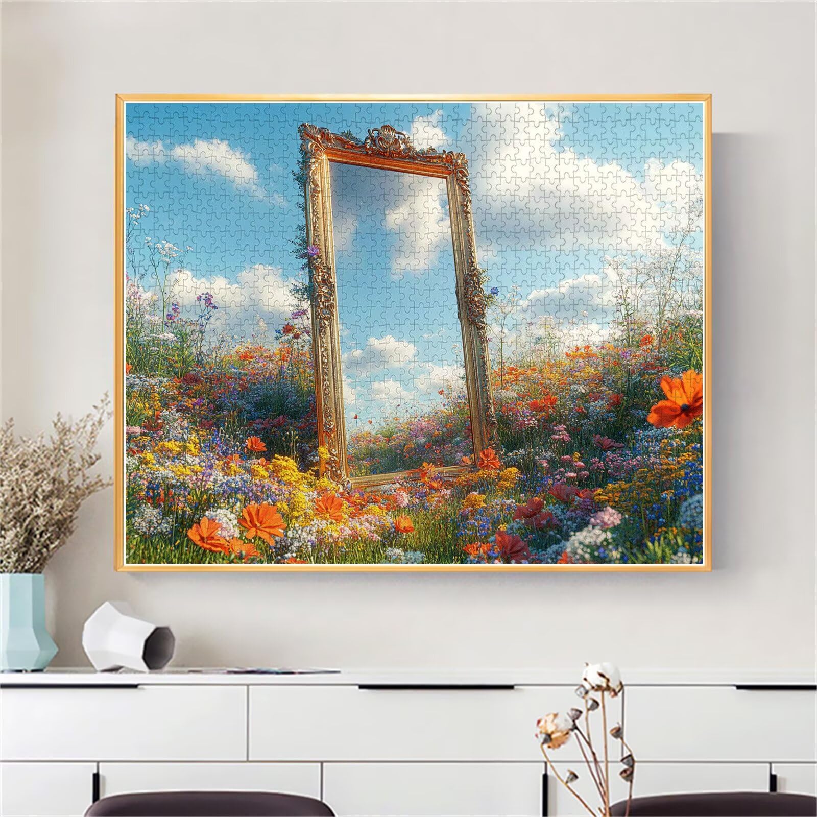 Puzzle z lustrem, dla dorosłych, dzieci, 3000 elementów, imponujące, klasyczne puzzle, ciężkie kwiaty od 8, 9, 10 lat, dla dziewcząt i chłopców, sztuka Jigsaw Educa, do dekoracji i prezentów, 81 x 122