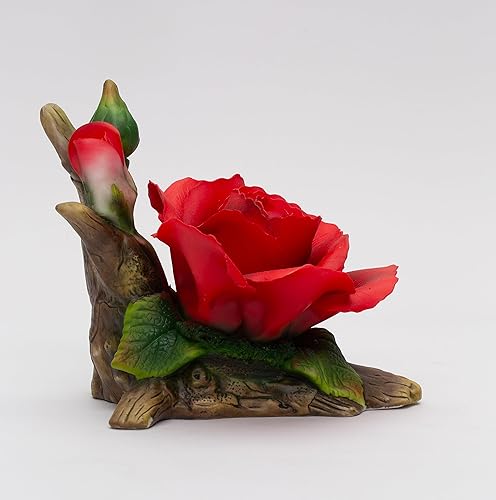 Miniatura 6 de Cosmos Gifts Figura de flor de rosa roja de porcelana fina, 5-3/4 pulgadas de largo