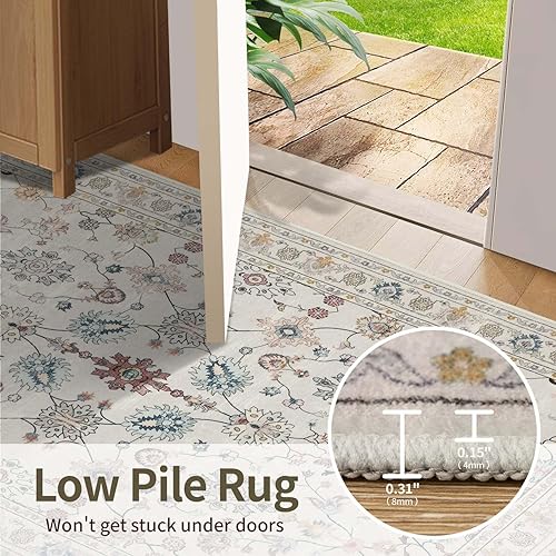 Miniatura 8 de Alfombra de Puerta Floral para Entrada, Alfombra Pequeña Lavable de 2x3, Alfombra Boho para Puerta Delantera, Alfombras de Área Antideslizantes,