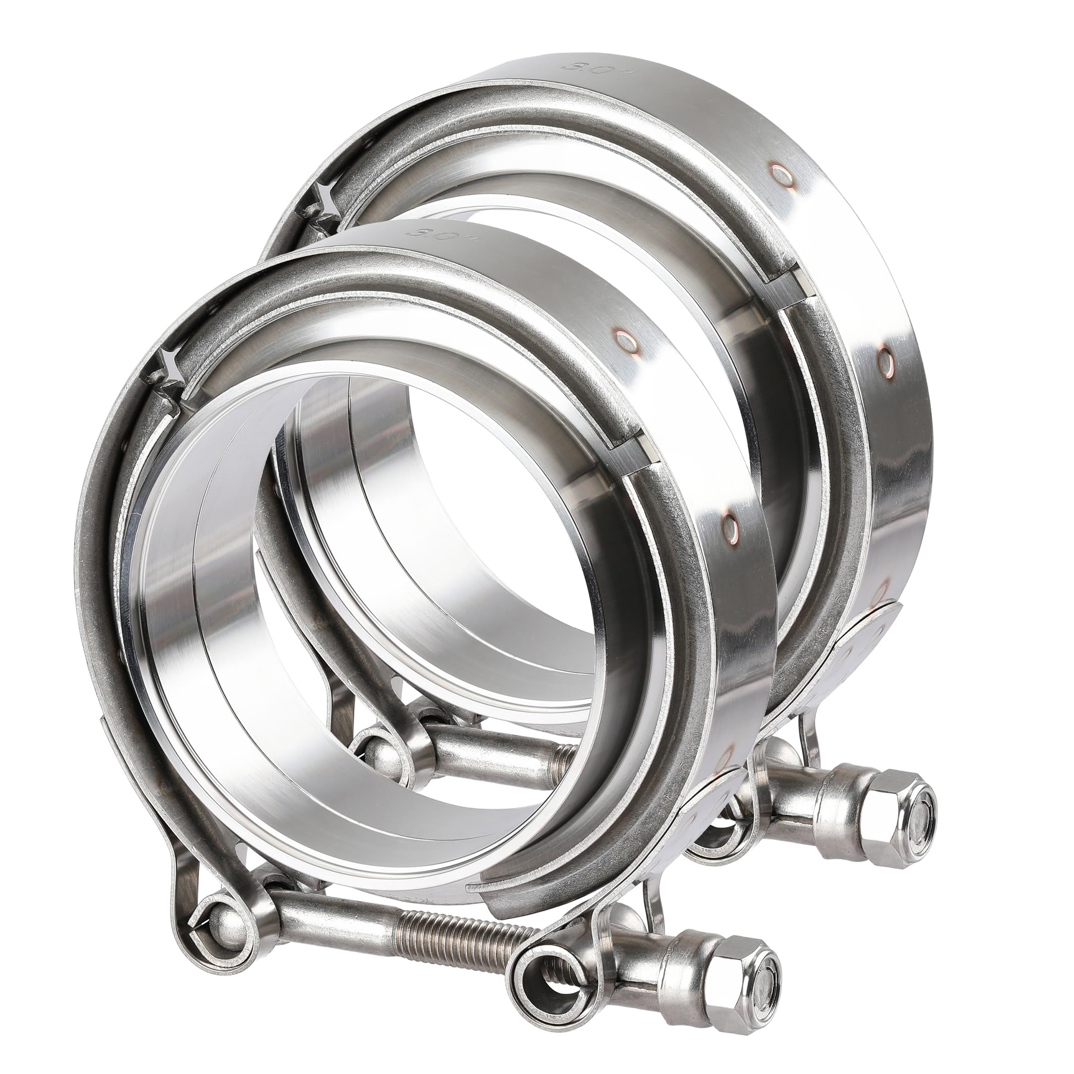 Ucreative 3.0 Inch V Band Clamp with Flange Male Female 304 Stainless Steel 2PCS