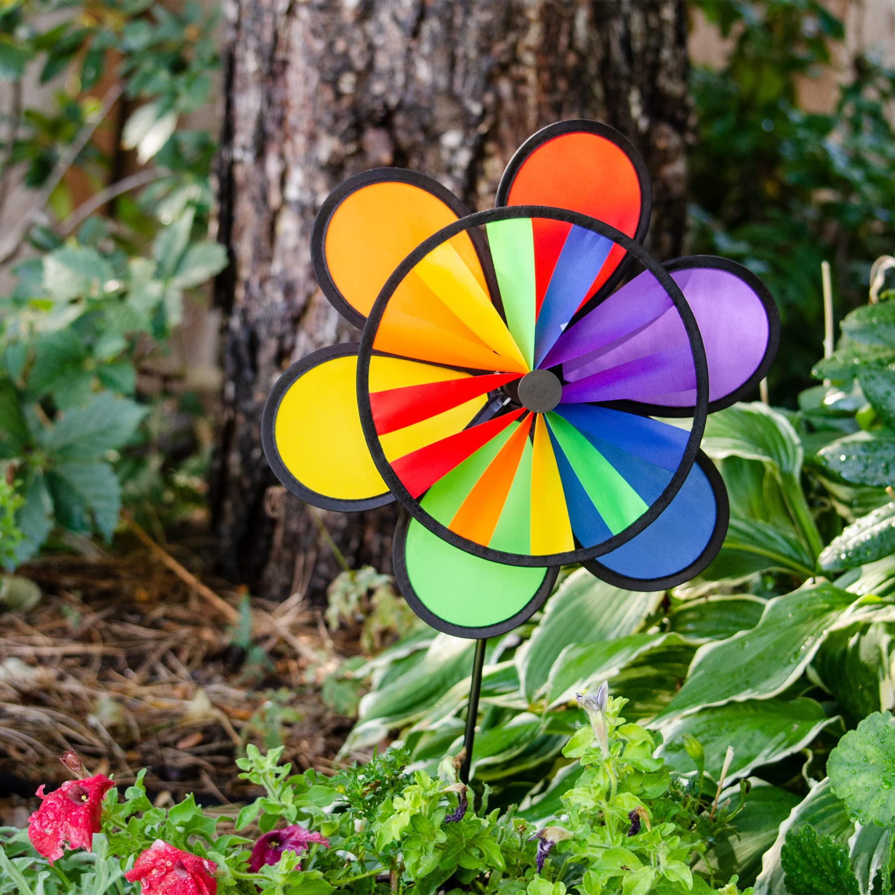 In the Breeze Rainbow Double Flower/Wheel Combo Spinner, 12