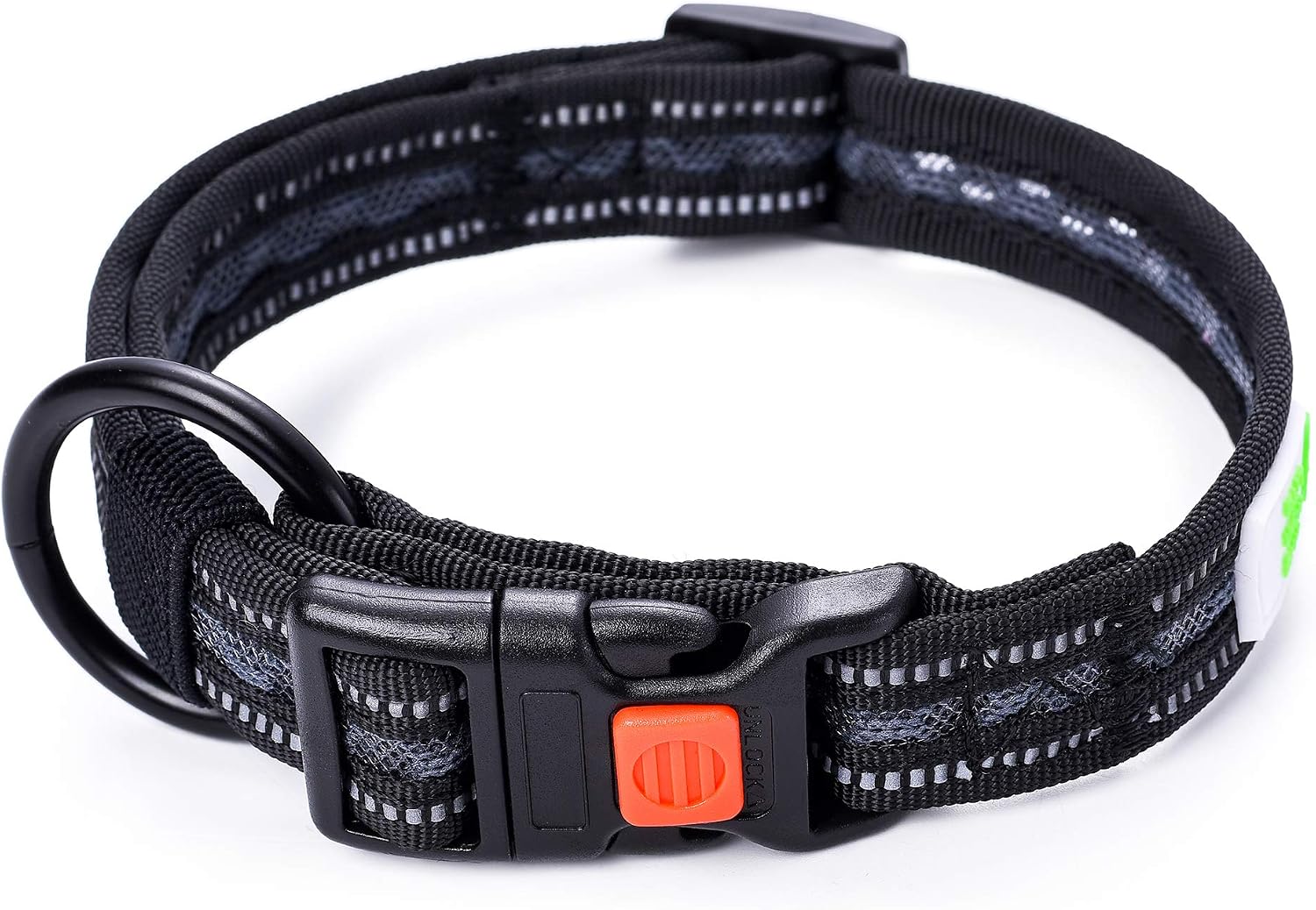Mile High Life | Soft Mesh Buckle Collar | Nylon Reflective Dog Collar | Wave Pattern(Gray Large Neck 15"-19" -55 lb)