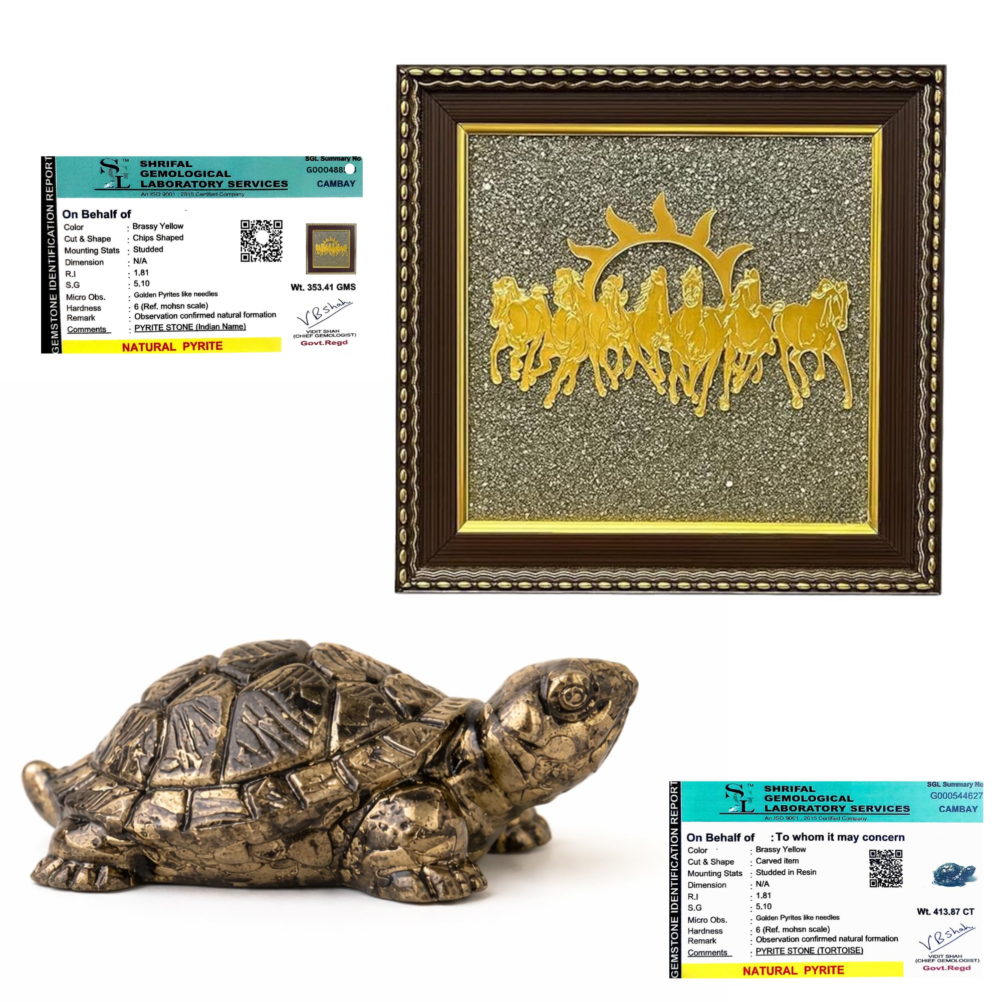 Tortuga de pirita para Vastu y Feng Shui que atrae riqueza y dinero