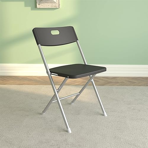 Miniatura 2 de MIHAL Paquete de 4 sillas plegables de resina para asiento y respaldo (color negro)