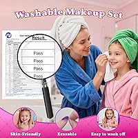 Vista 6 de Kit de maquillaje de unicornio para niños con espejo y correa, juego de maquillaje lavable real, juguetes de princesa, juguetes de unicornio
