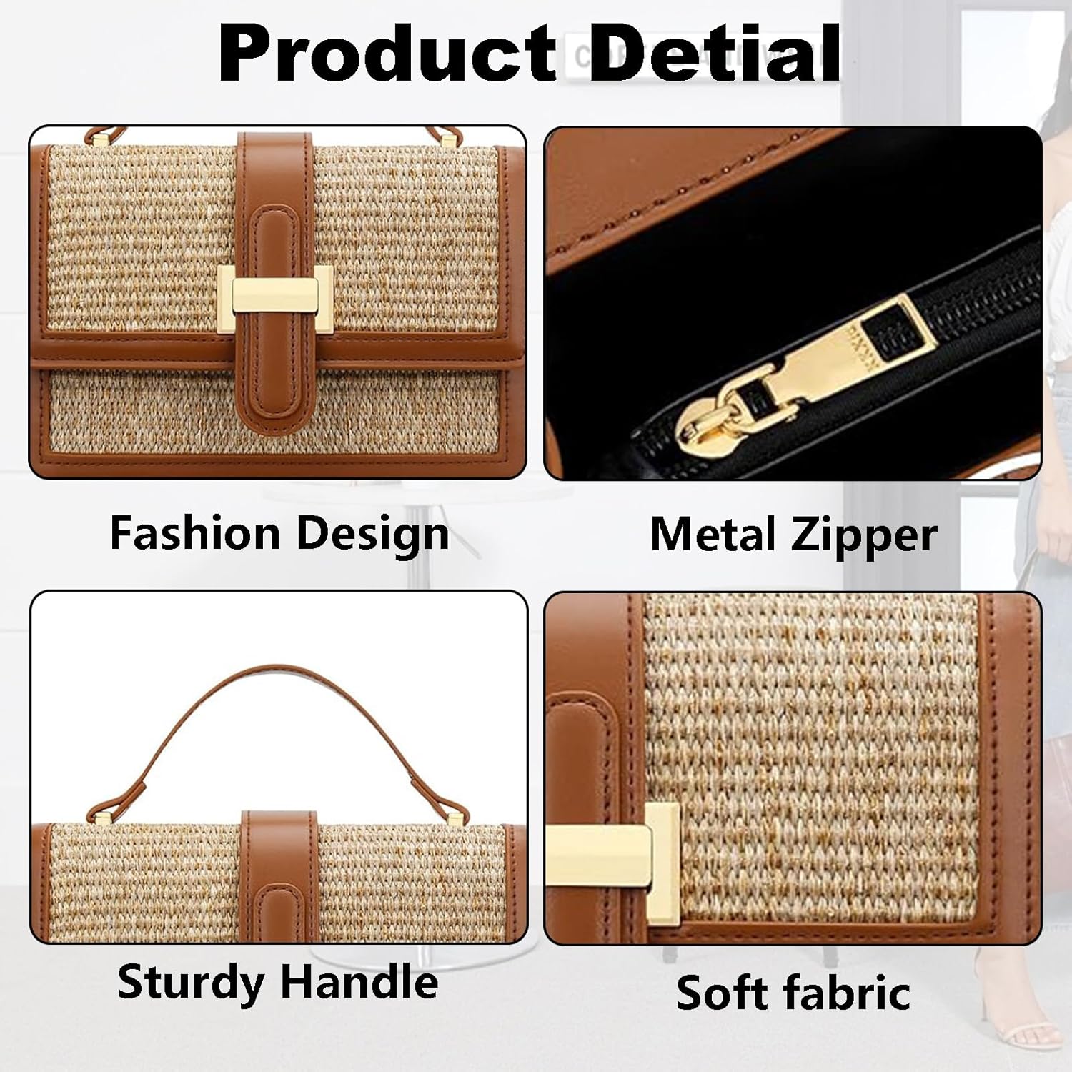 Straw Crossbody Bags for Women Summer Vacation Shoulder Handbag Trendy Top Handle Beach Purse