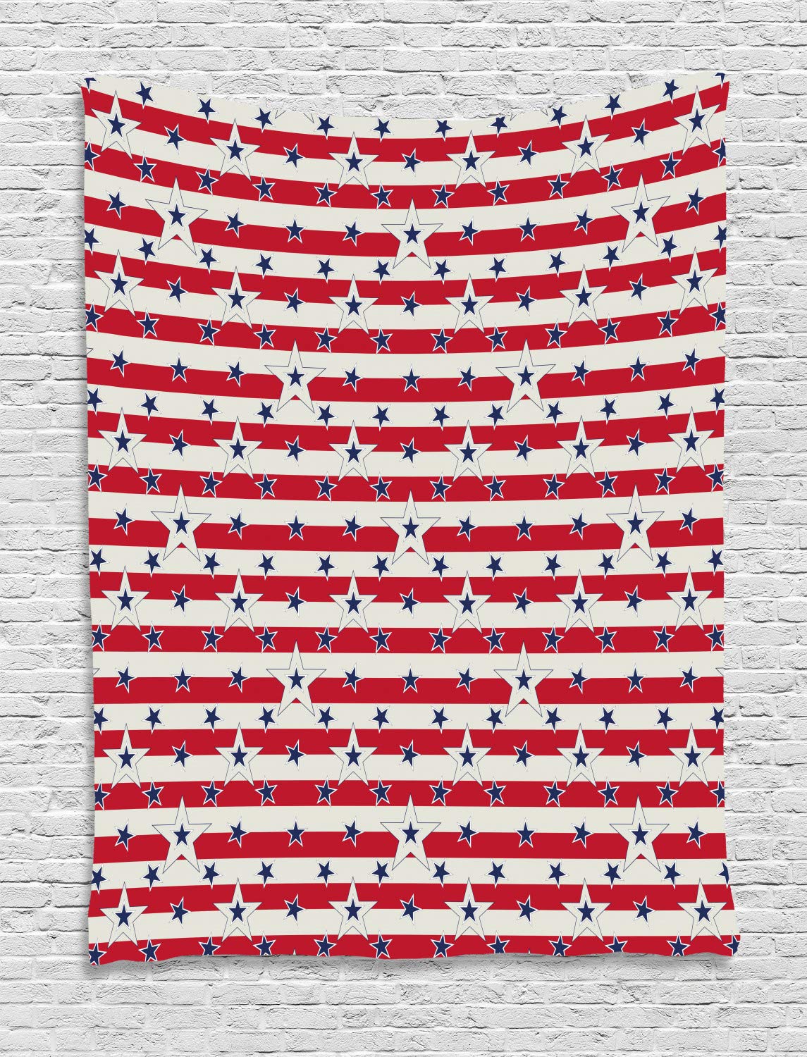 ABAKUHAUS USA Tapestry, Patriotic Pattern Love My Country Continent American Federal Freedom Image, Wall Hanging for Bedroom Living Room Dorm, 60 W X 80 L, Coconut Navy Blue Red