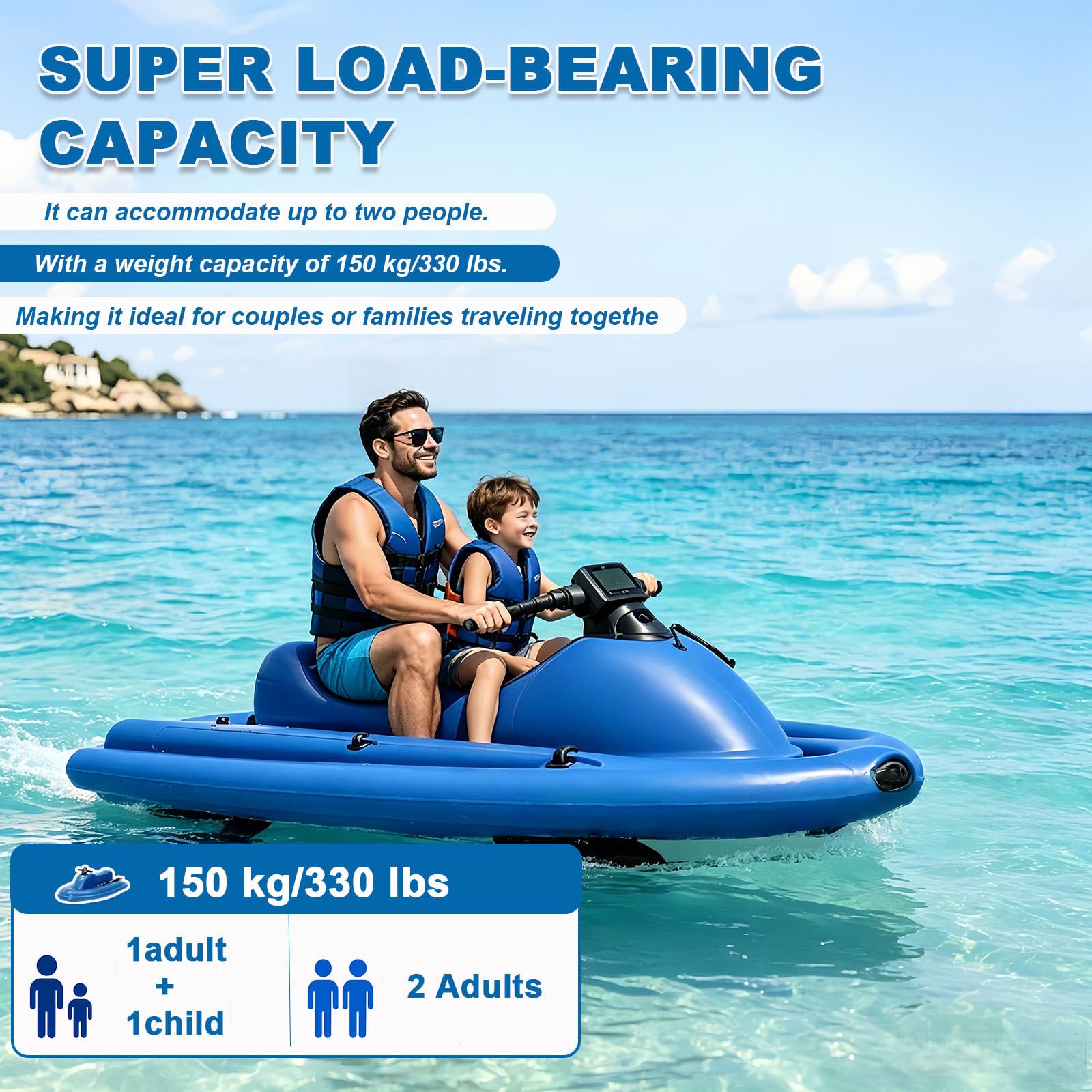 Bateau Gonflable Et Scooter sous-Marin 500W-10000mAh | Planche De Surf Électrique Pour Adulte, Charge Maximale 150 Kg, Équipement De Plongée En Mer Pour Sports Nautiques