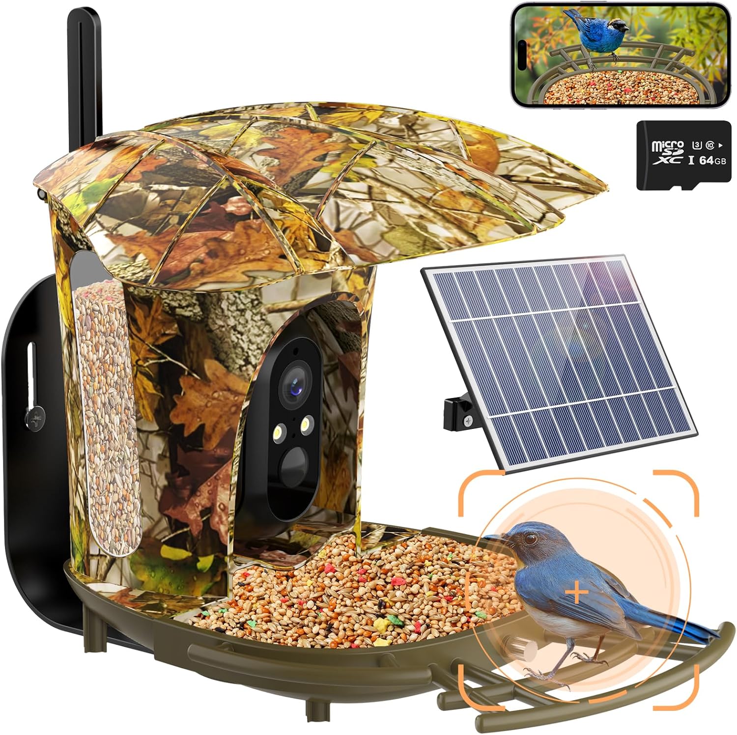 Lollyes Smart Bird Feeder Camera, 1080P HD, 11000+ Bird