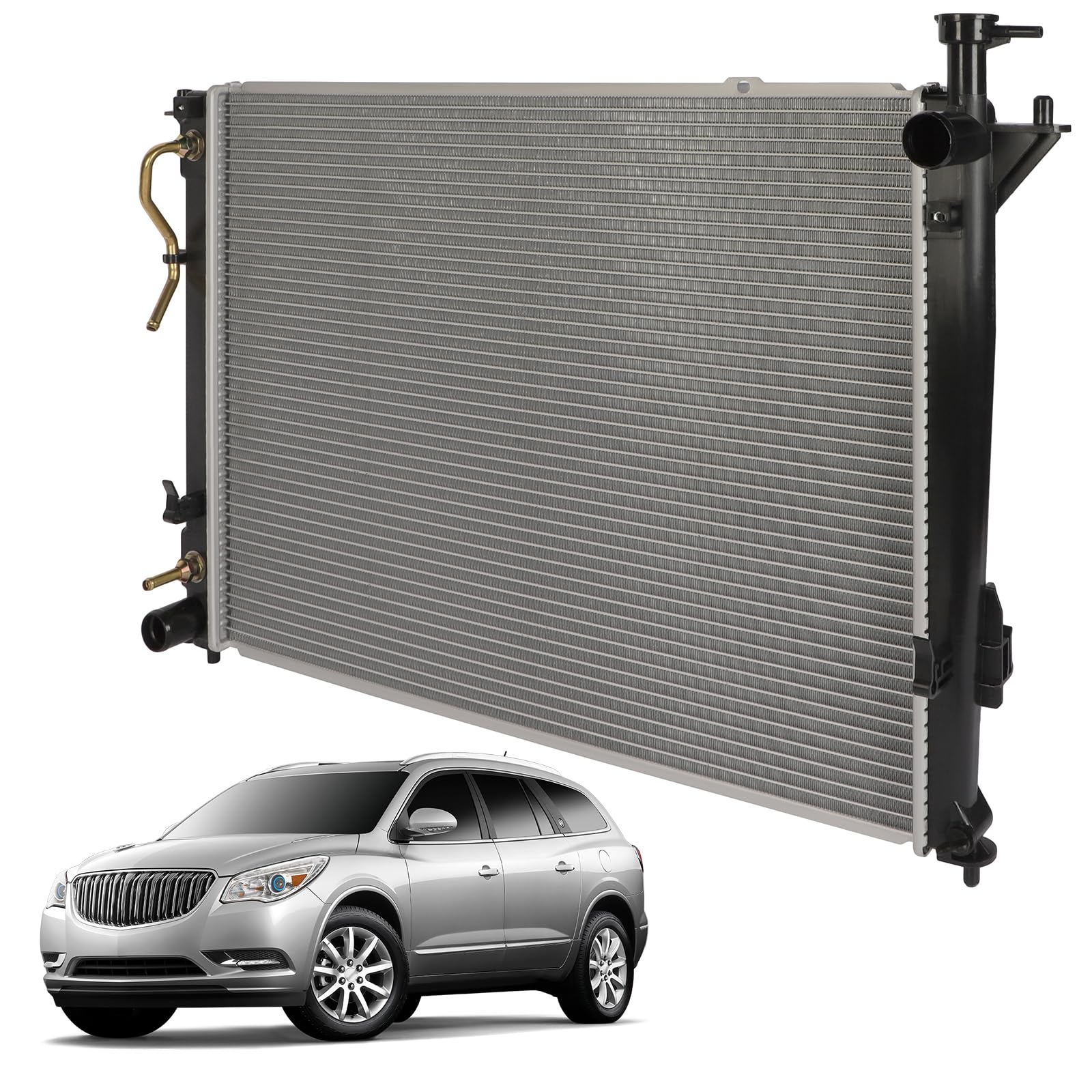 Radiator Assembly For Hyundai Santa Fe & Kia Sorento - Aluminum Core, Plastic Tank, 2010-2018 Models 7 thumbnail image