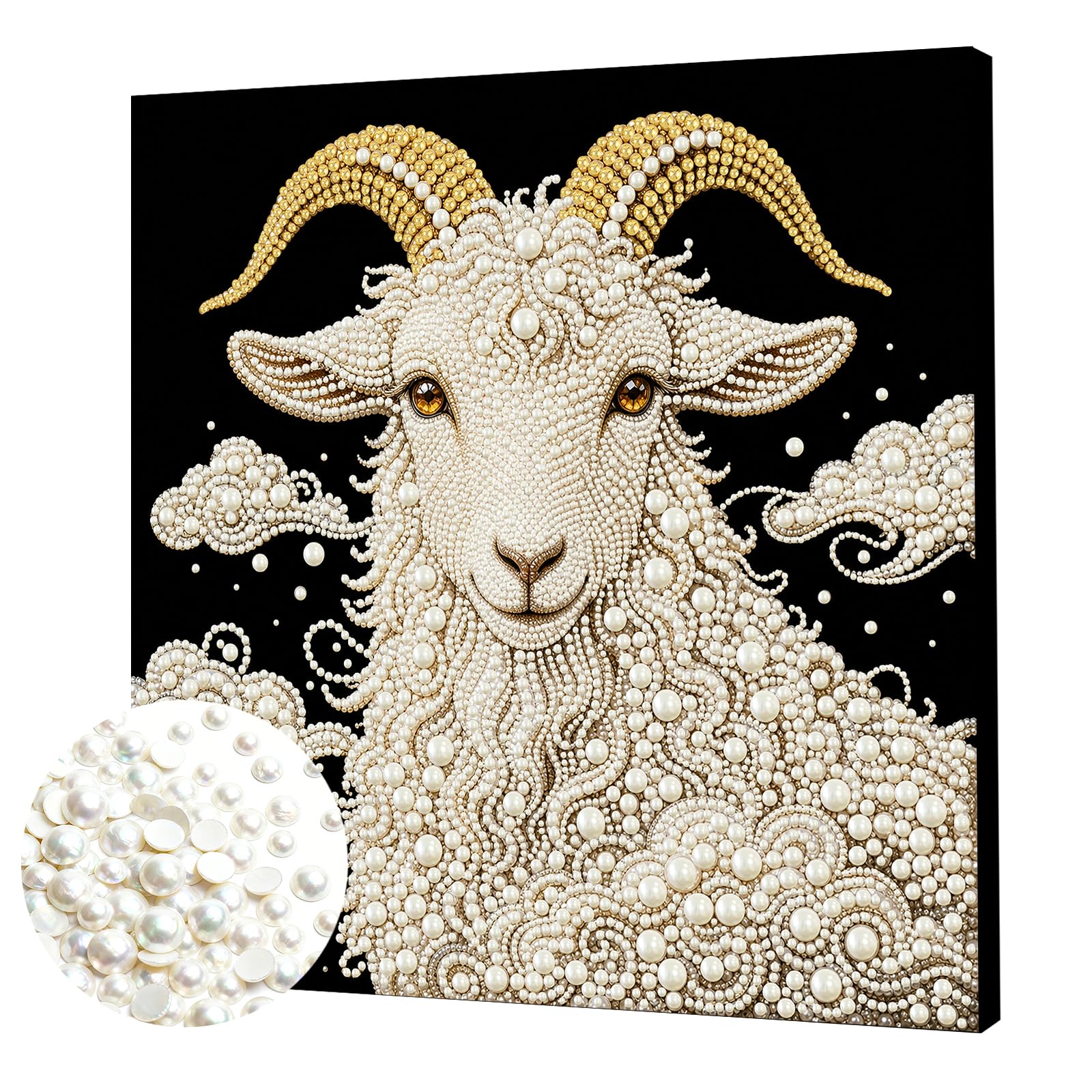 Sheep Pearl Painting Art Kits with Frame Pearl Gem Paintings Picture Arts Craft 30x30cm for Adults Beginners Home Wall Decor (Sheep)
