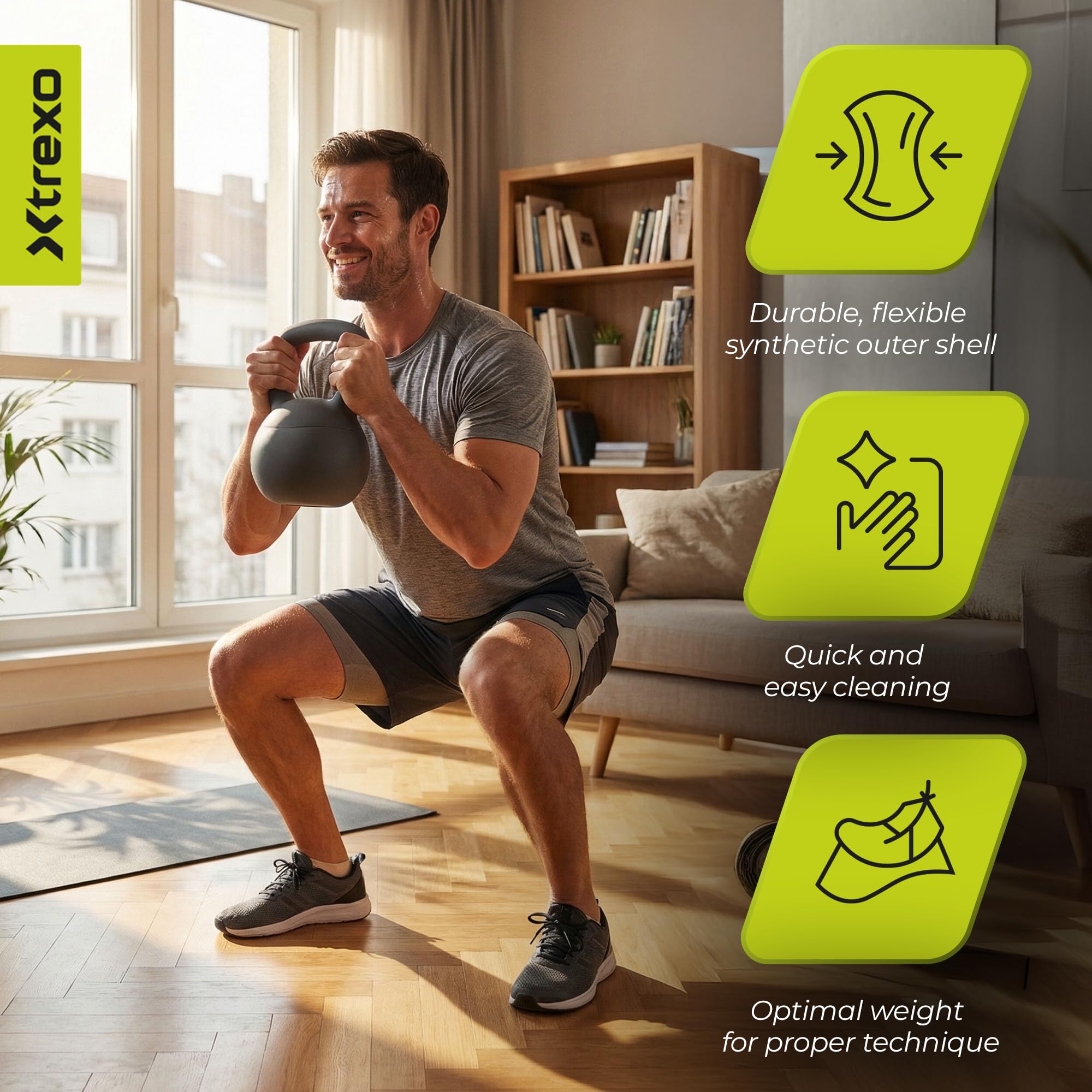 Soft Kettlebell 6-12 kg – przyjazna dla podłoża i cicha praca – syntetyczna osłona z materiałem wypełniającym – do treningu siłowego i funkcjonalnego w domu