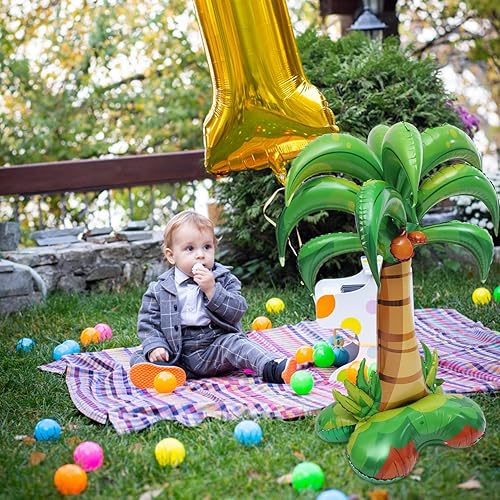 Miniatura 3 de jojofuny Globo de película de aluminio de coco, globos inflables, palmera grande, playa, verano, globos tropicales, bomba eléctrica para globos,